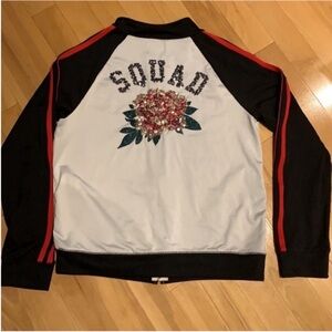 Children’s Place Girl’s Light full zip up Jacket with rose sequins- size 14 (XL)